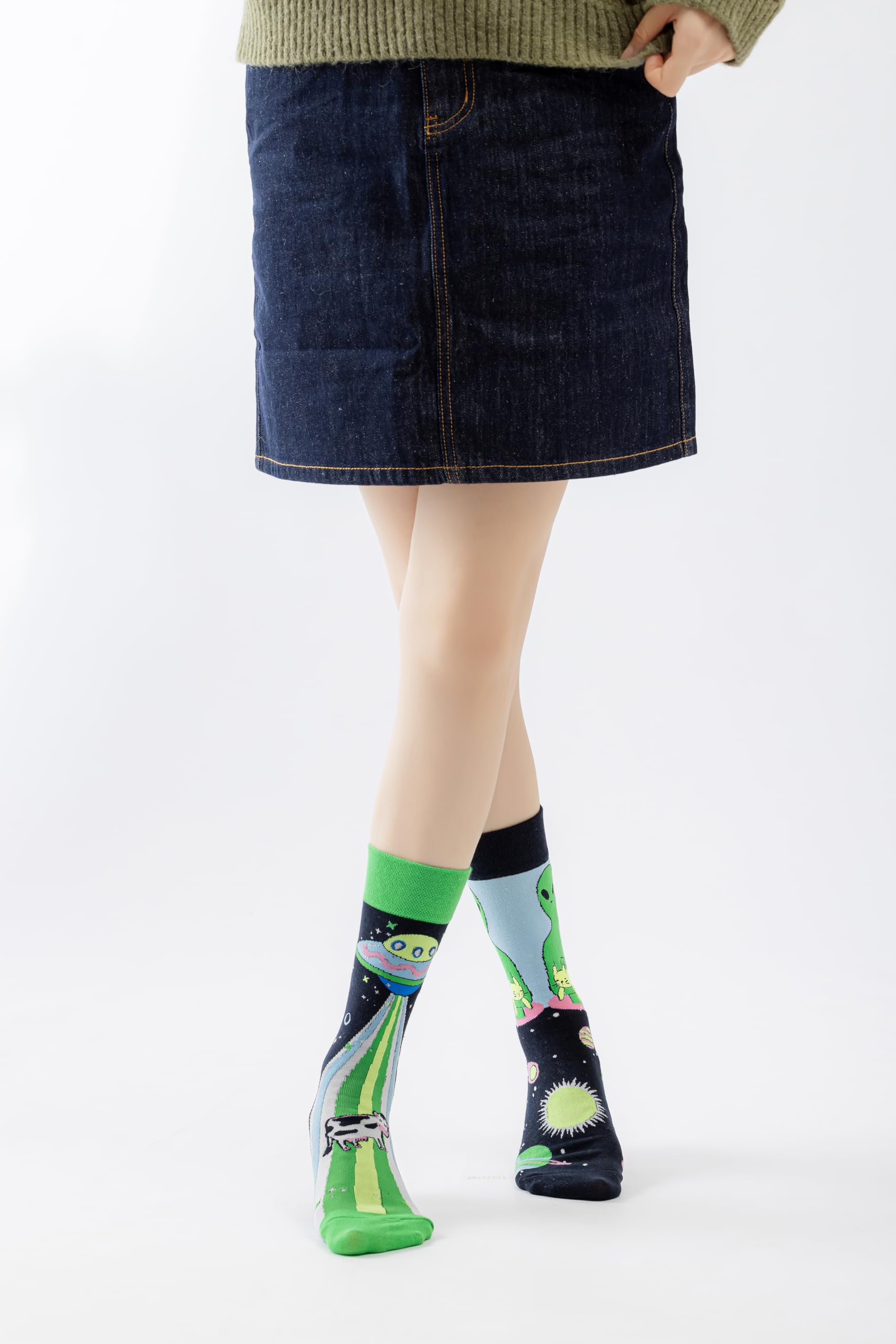 Alien Cute Cotton Crew Socks - Soft Above Ankle Sock Gifts